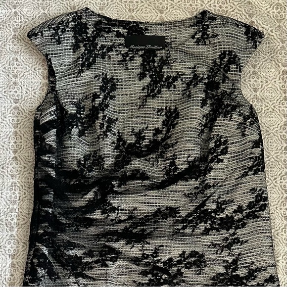 Monique Lhuillier Tweed Sheath Dress With Lace Overlay - Picture 5 of 10